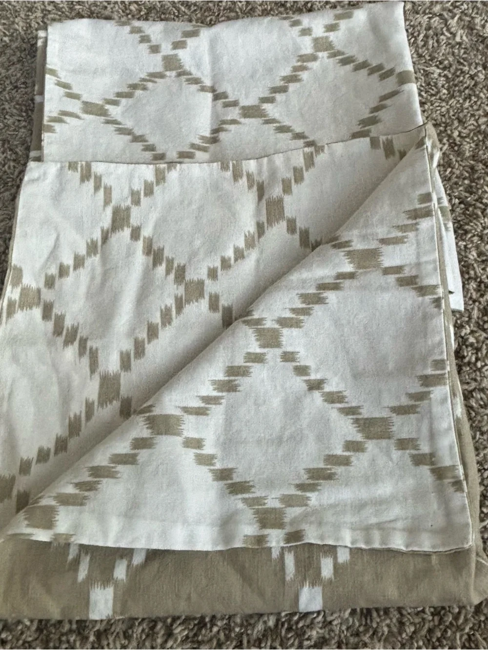 Neutral Beige and White Geometric Duvet cover and 2 pillows set linen cotton